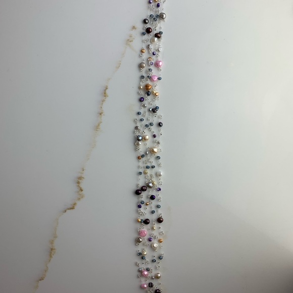 Floating Pearls Illusion Necklace Multi-strand Freshwater Pearls Multicolored - Picture 5 of 6